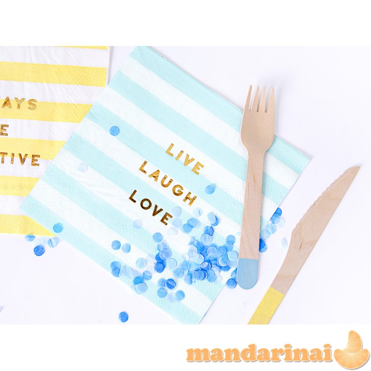 Napkins Yummy - Live Laugh Love, light blue, 33x33cm (1 pkt / 20 pc.)