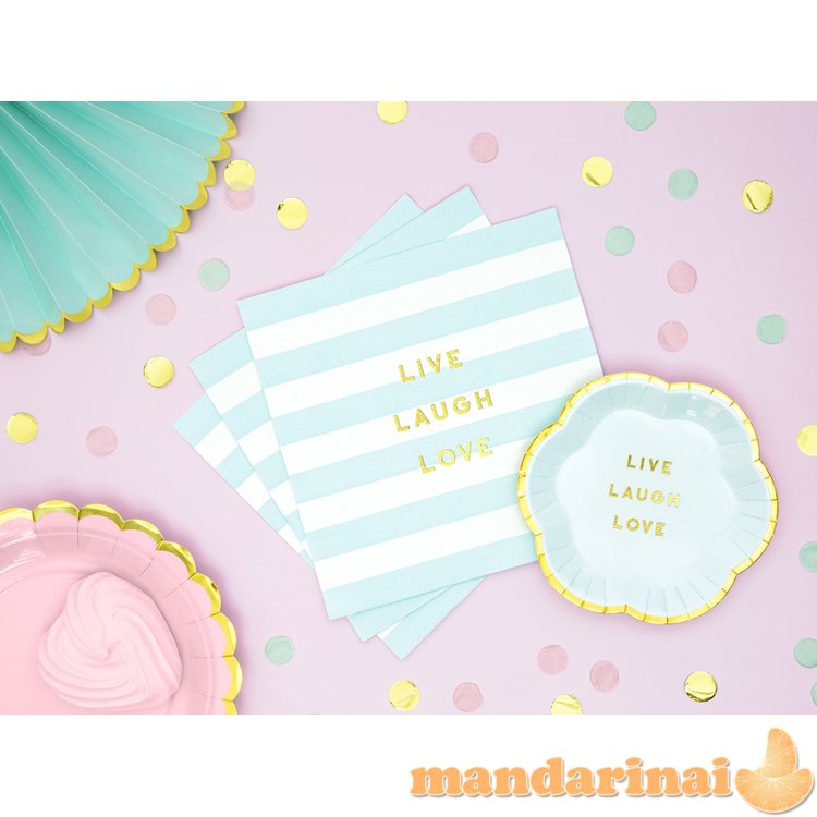 Napkins Yummy - Live Laugh Love, light blue, 33x33cm (1 pkt / 20 pc.)