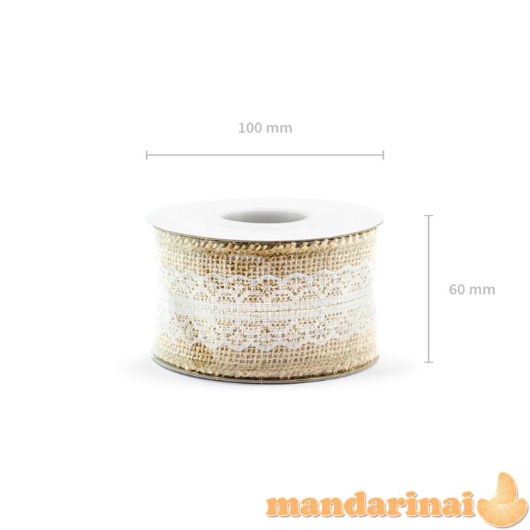 Jute tape with lace, 5x500cm