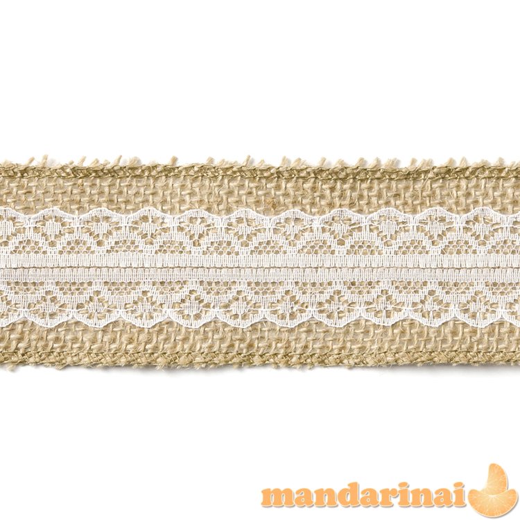 Jute tape with lace, 5x500cm