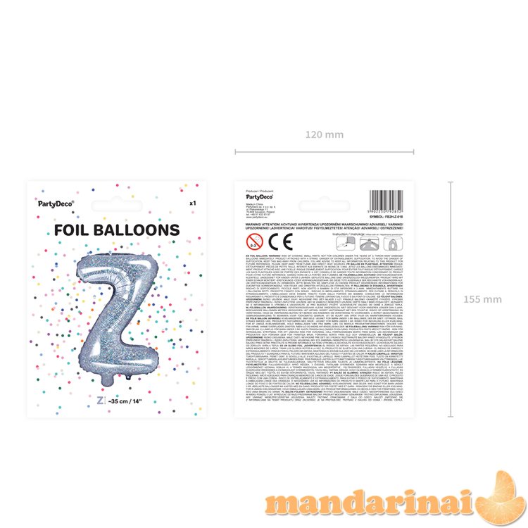 Foil Balloon Letter Z , 35cm, holographic