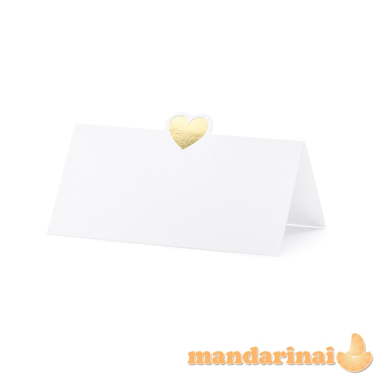 Place cards - Heart, gold, 10x5cm (1 pkt / 10 pc.)