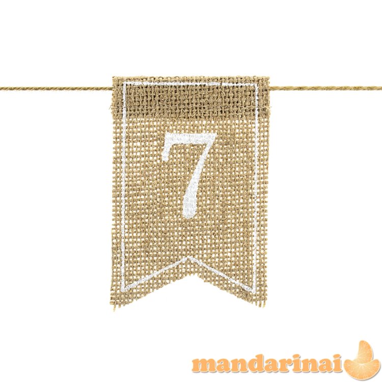 Jute tabel numbers, white, 7x10.5cm (1 pkt / 20 pc.)