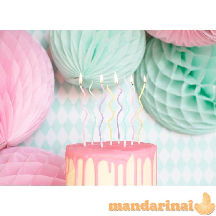 Birthday candles curl, mix, 14cm (1 pkt / 8 pc.)