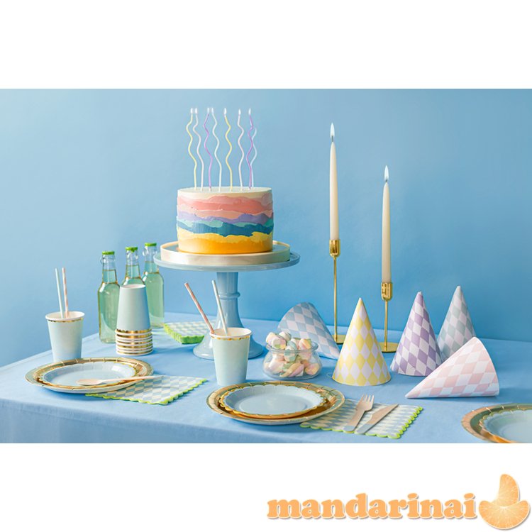 Birthday candles curl, mix, 14cm (1 pkt / 8 pc.)