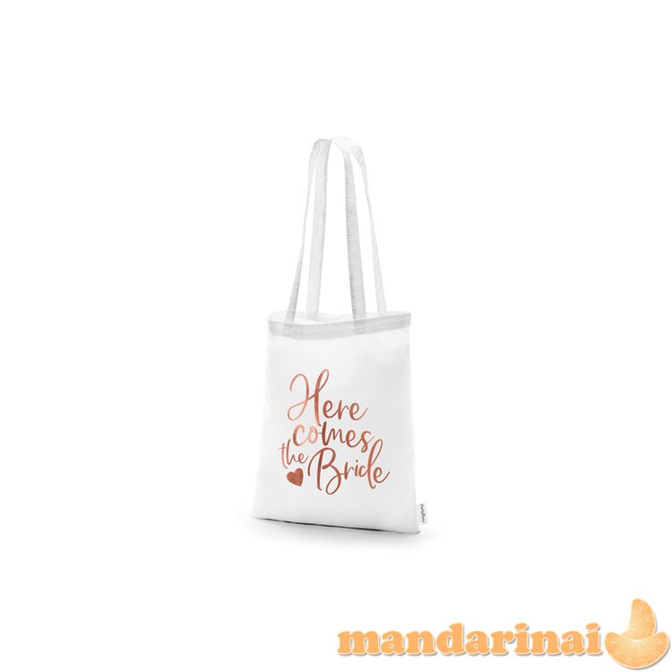 Tote bag - Here comes the bride, white, 39x42cm