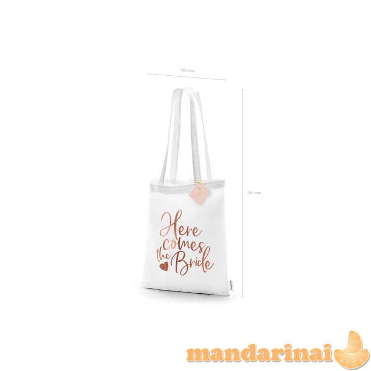 Tote bag - Here comes the bride, white, 39x42cm