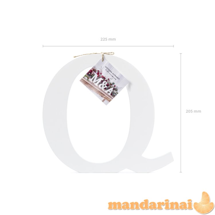 Wooden letter Q, white, 22.5x20.5cm