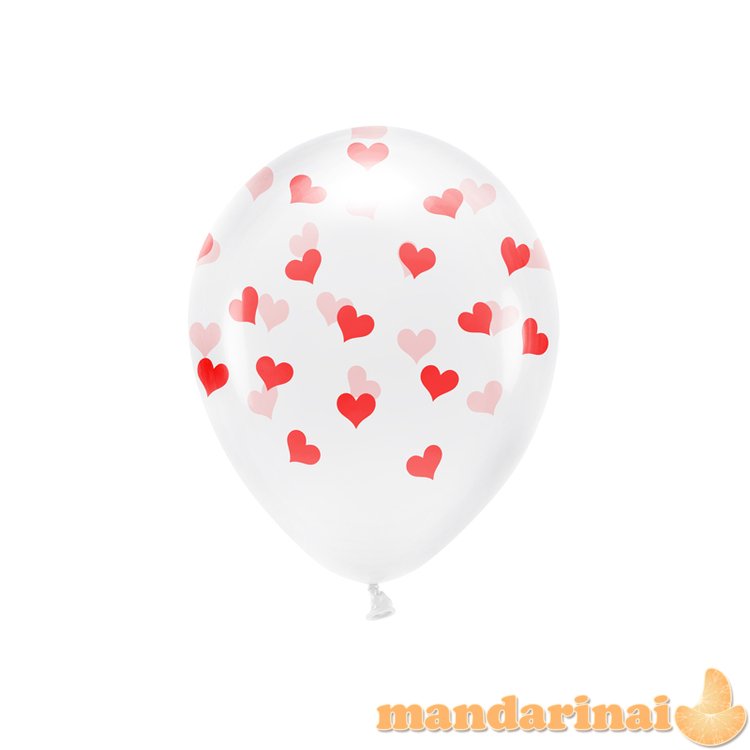 Eco Balloons 33 cm, Hearts, Crystal Clear (1 pkt / 6 pc.)