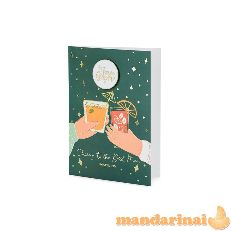 Card with enamel pin Groom Team, 10.5x15 cm