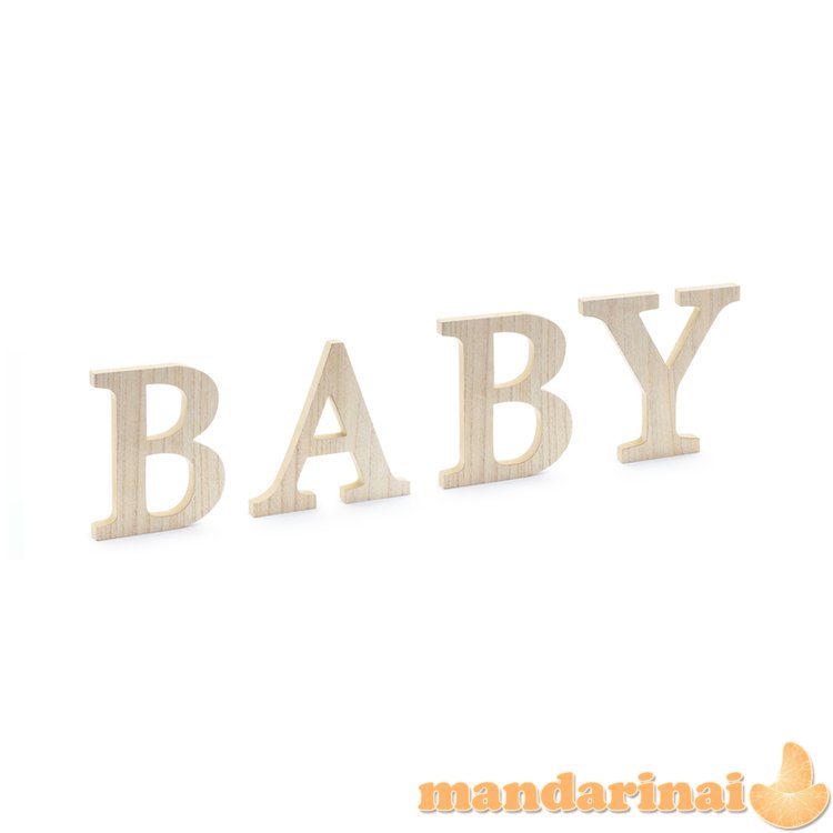 Wooden inscription BABY, 16.5-21.5x19.5 cm