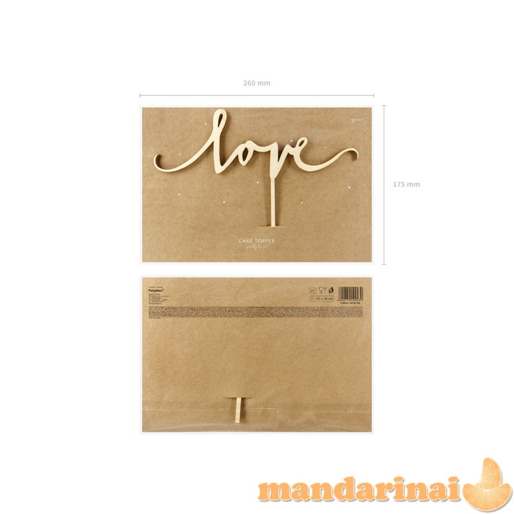 Wooden topper Love, 16cm