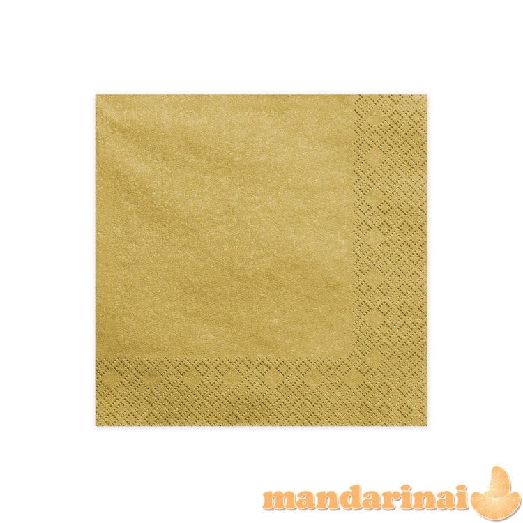 Napkins, 3 layers, gold metallic, 33x33cm (1 pkt / 20 pc.)