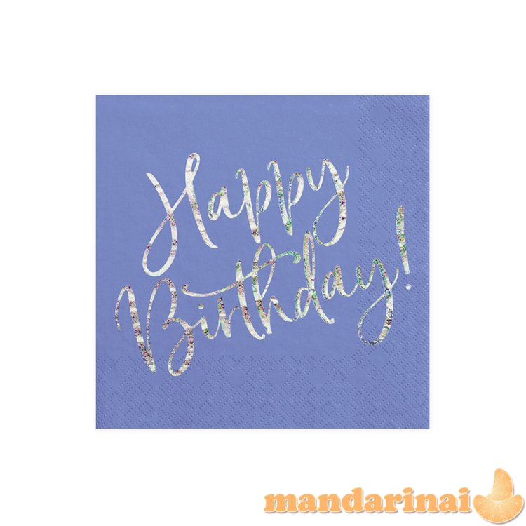 Napkins Happy Birthday, navy blue, 33x33cm (1 pkt / 20 pc.)