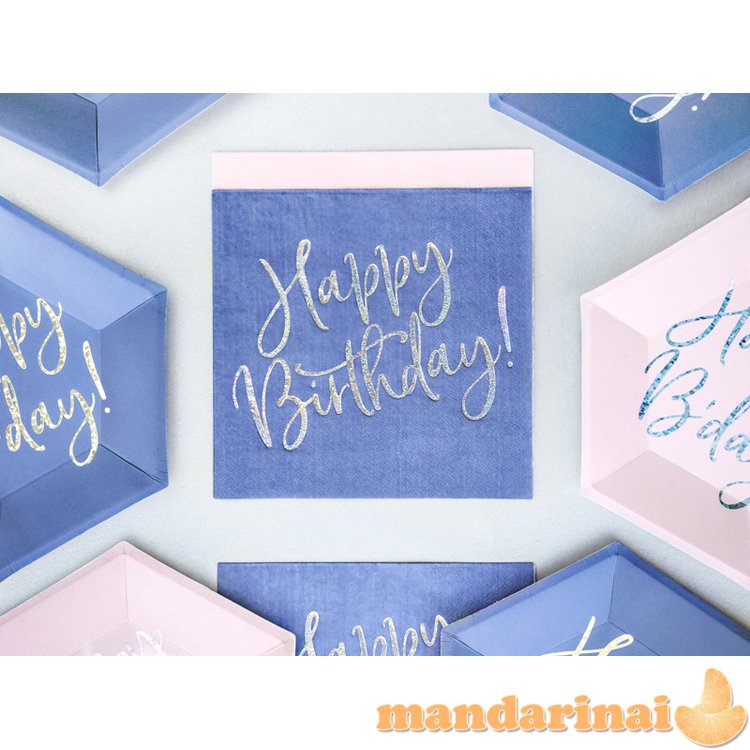 Napkins Happy Birthday, navy blue, 33x33cm (1 pkt / 20 pc.)