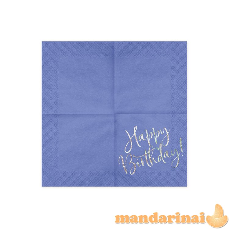 Napkins Happy Birthday, navy blue, 33x33cm (1 pkt / 20 pc.)