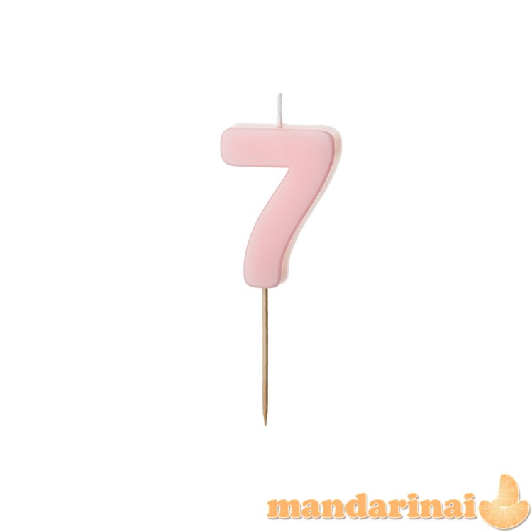 Birthday candle Number 7, light pink, 5.5 cm