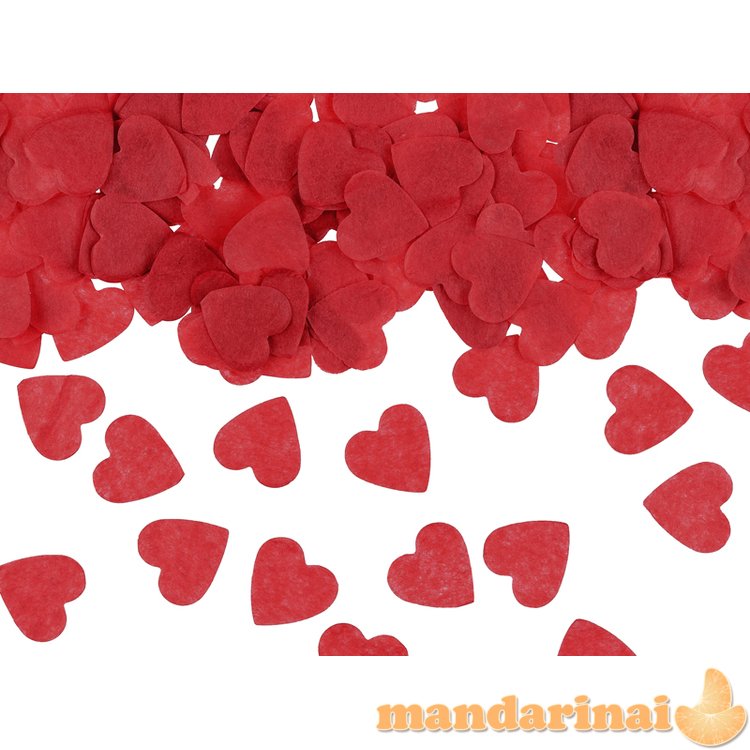 Confetti cannon with hearts, red, 28cm