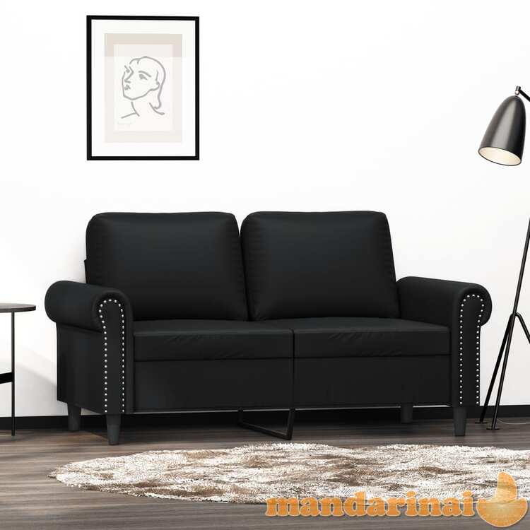 Dvivietė sofa, juodos spalvos, 120cm, dirbtinė oda