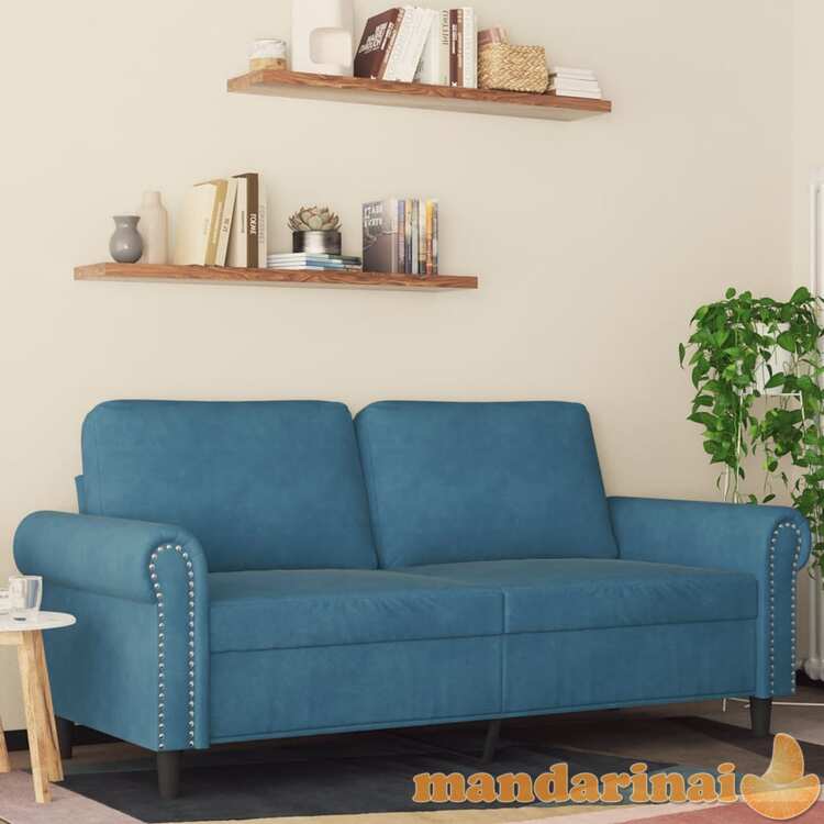 Dvivietė sofa, mėlynos spalvos, 140cm, aksomas