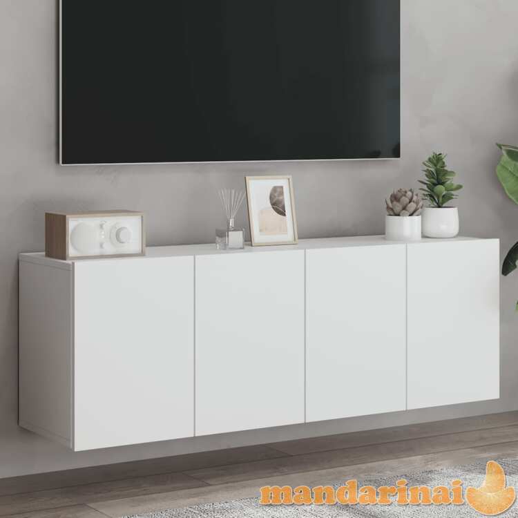 Prie sienos montuojamos tv spintelės, 2vnt., baltos, 60x30x41cm