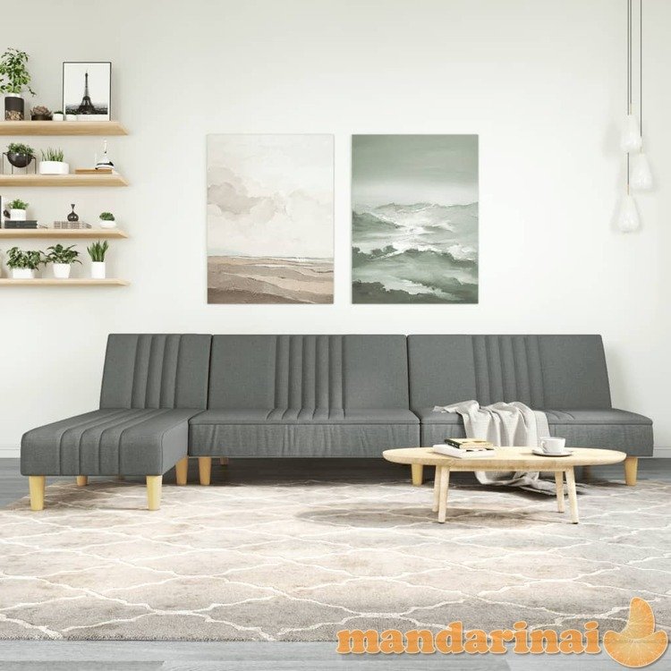 L formos sofa-lova, tamsiai pilka, 255x140x70cm, audinys