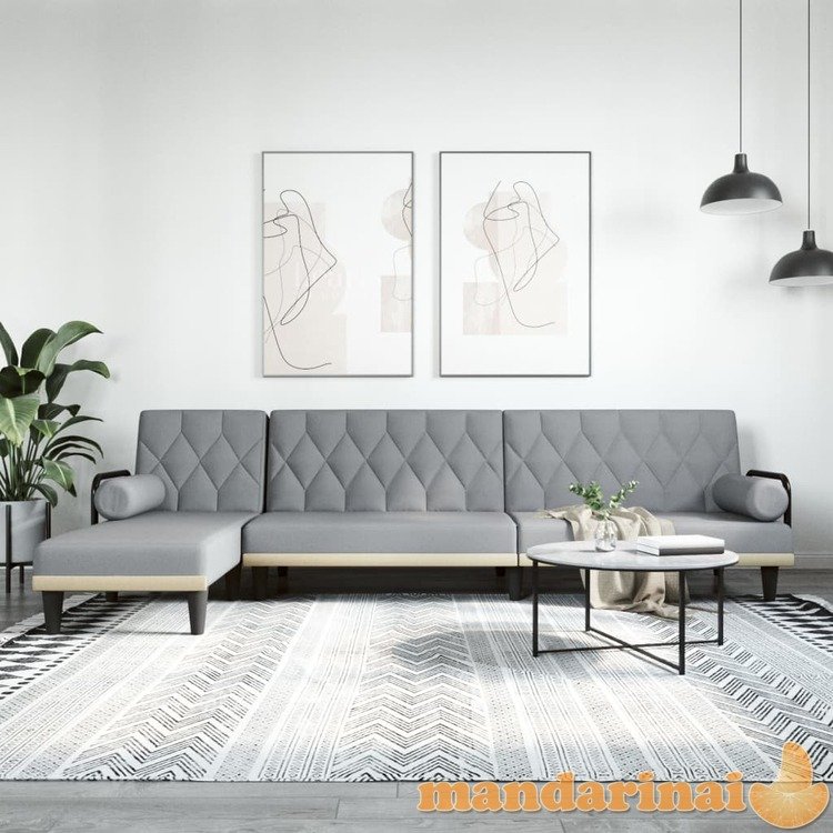 L formos sofa-lova, šviesiai pilka, 260x140x70cm, audinys