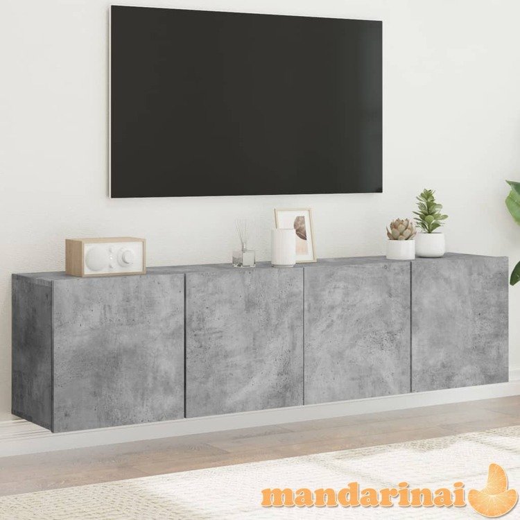 Prie sienos montuojamos tv spintelės, 2vnt., betono, 80x30x41cm