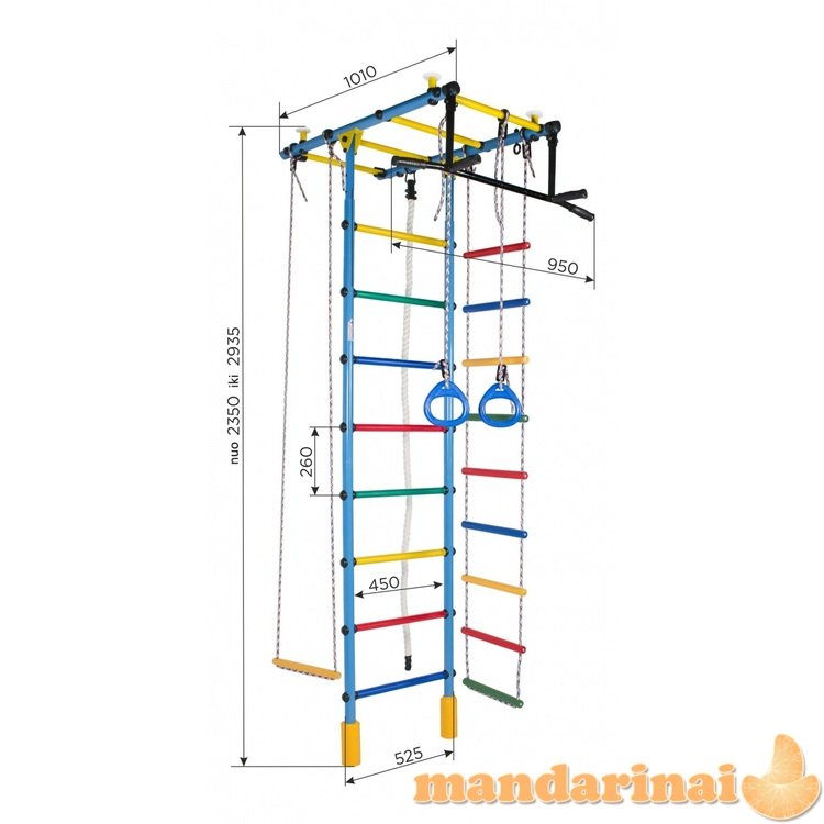 Sporto kompleksas (gimnastikos sienelė) ATLANTAS, salotinė-vaivorykštė, 235-293x52,5cm