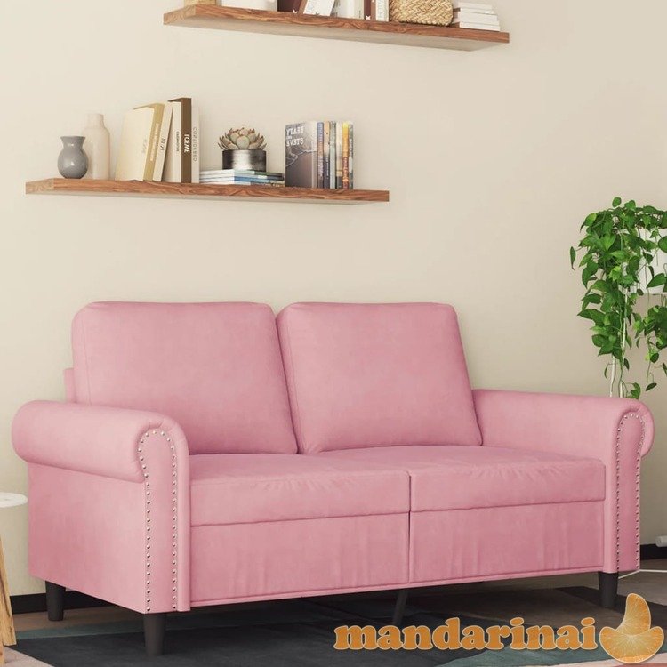 Dvivietė sofa, rožinės spalvos, 120cm, aksomas