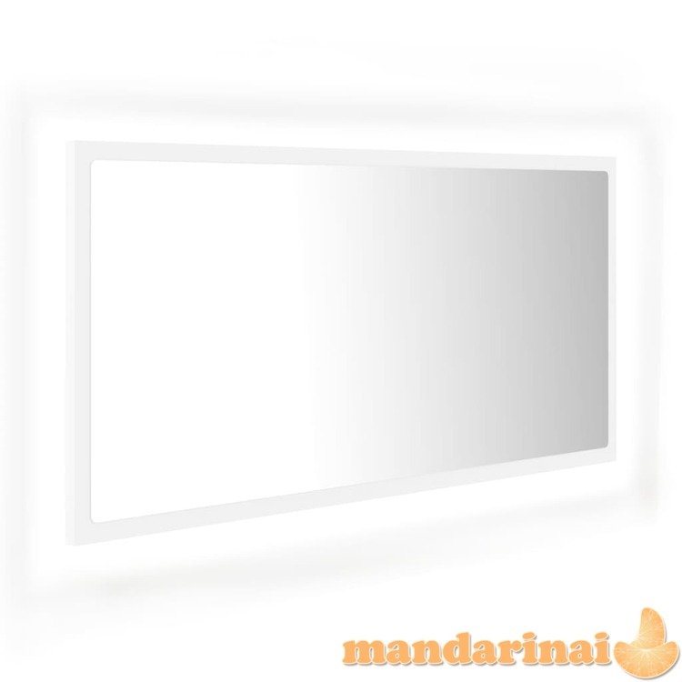 Vonios kambario veidrodis su led, baltas, 90x8,5x37cm, mdp