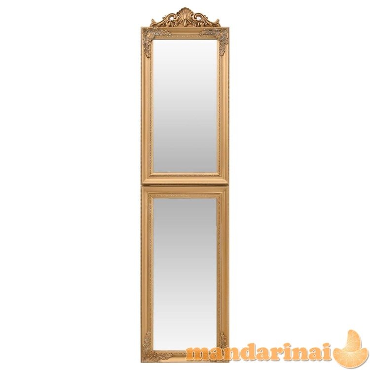 Laisvai pastatomas veidrodis, auksinės spalvos, 50x200cm