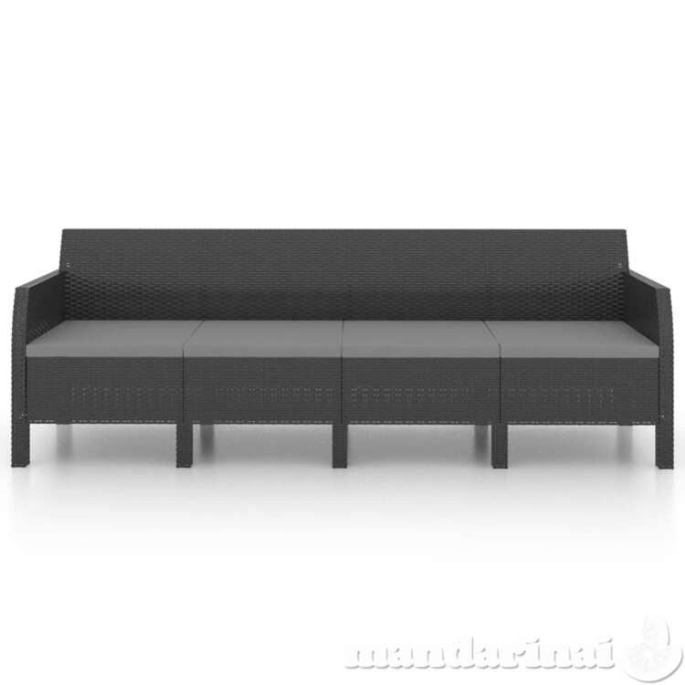 Keturvietė sodo sofa su pagalvėlėmis, antracito spalvos, pp