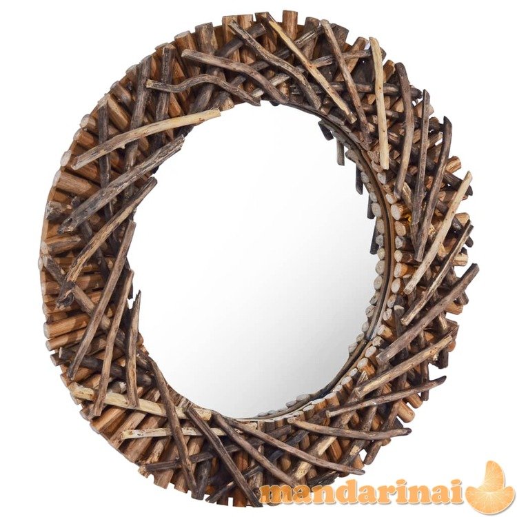 Sieninis veidrodis, 60cm, tikmedžio mediena, apskritas