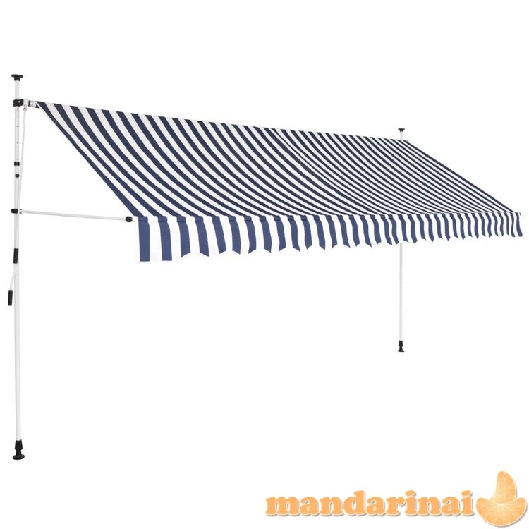 Rankiniu būdu ištraukiama markizė, mėlyni/balti dryžiai, 350cm