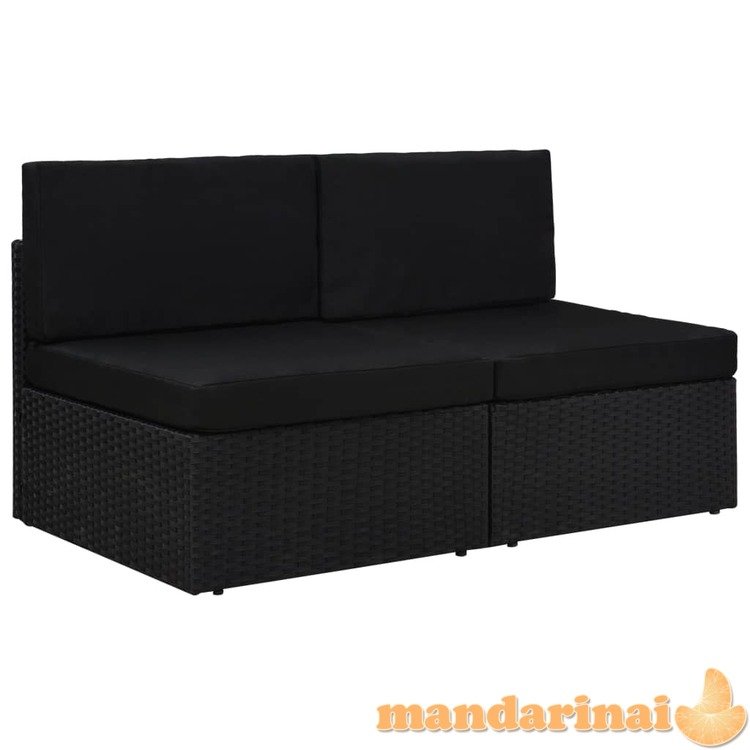 Modulinė dvivietė sofa, juodos spalvos, poliratanas