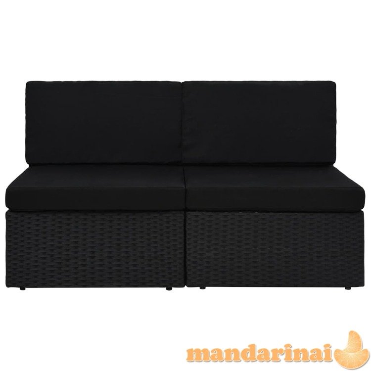 Modulinė dvivietė sofa, juodos spalvos, poliratanas