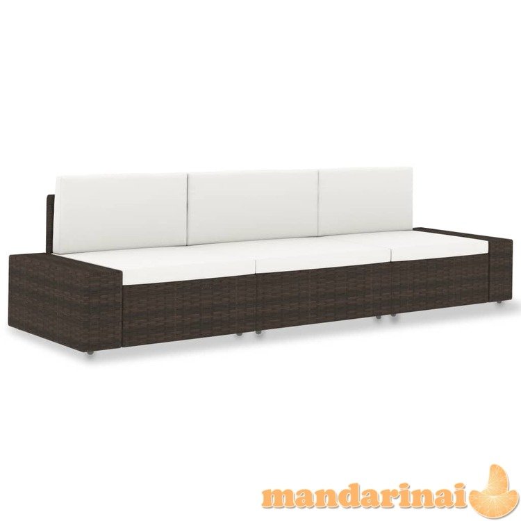 Modulinė trivietė sofa, rudos spalvos, poliratanas