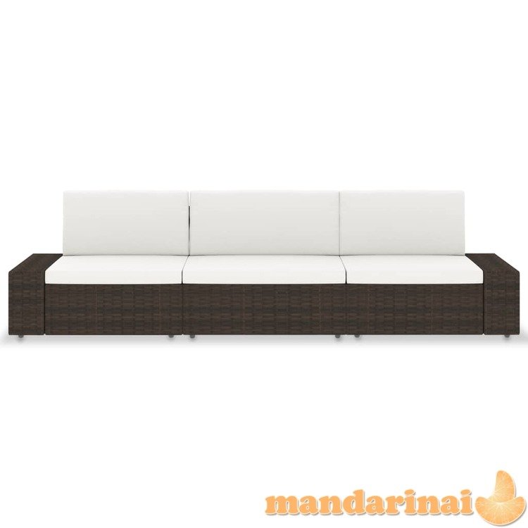 Modulinė trivietė sofa, rudos spalvos, poliratanas