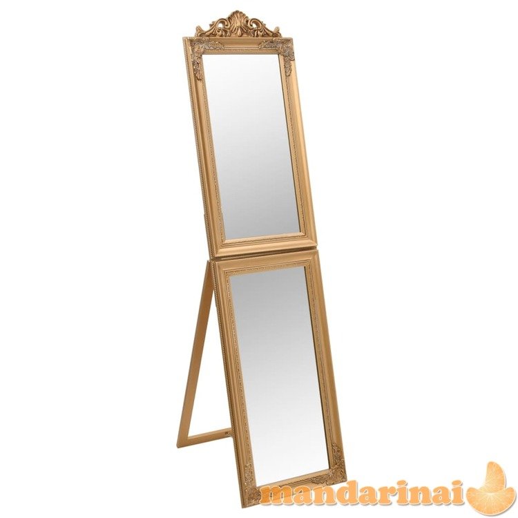 Laisvai pastatomas veidrodis, auksinės spalvos, 40x160cm