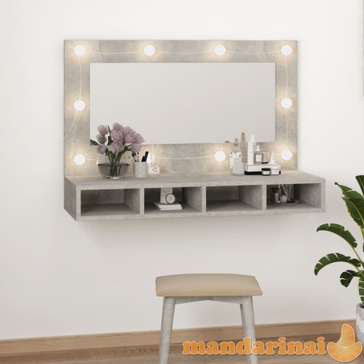 Veidrodinė spintelė su led apšvietimu, pilka, 90x31,5x62cm