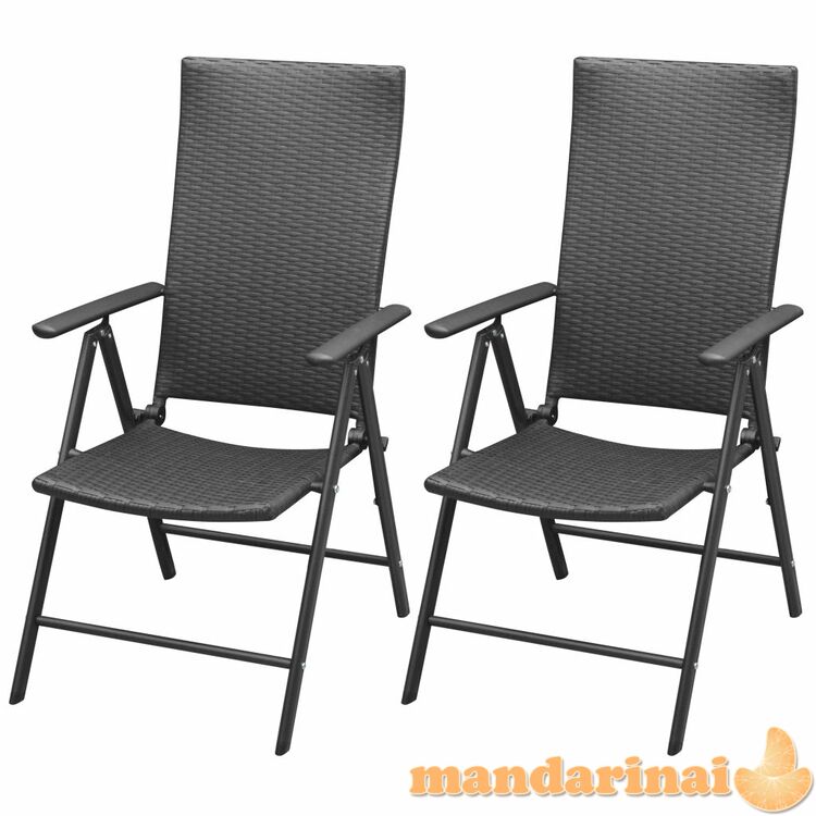 Sudedamos sodo kėdės, 2 vnt., poliratanas, juodos