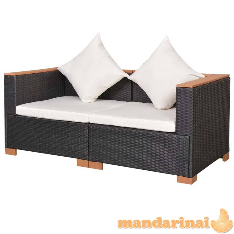 Sodo sofa, juoda, poliratanas