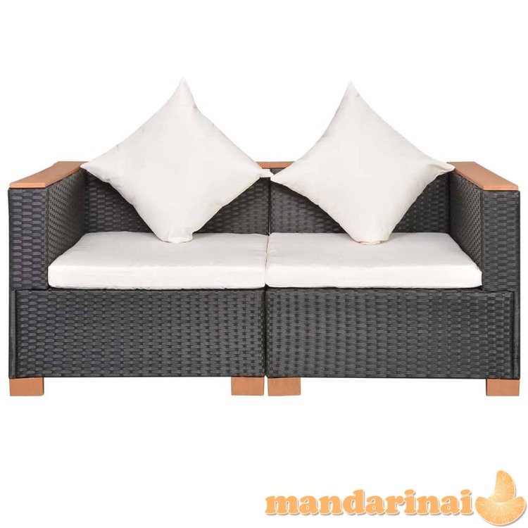 Sodo sofa, juoda, poliratanas