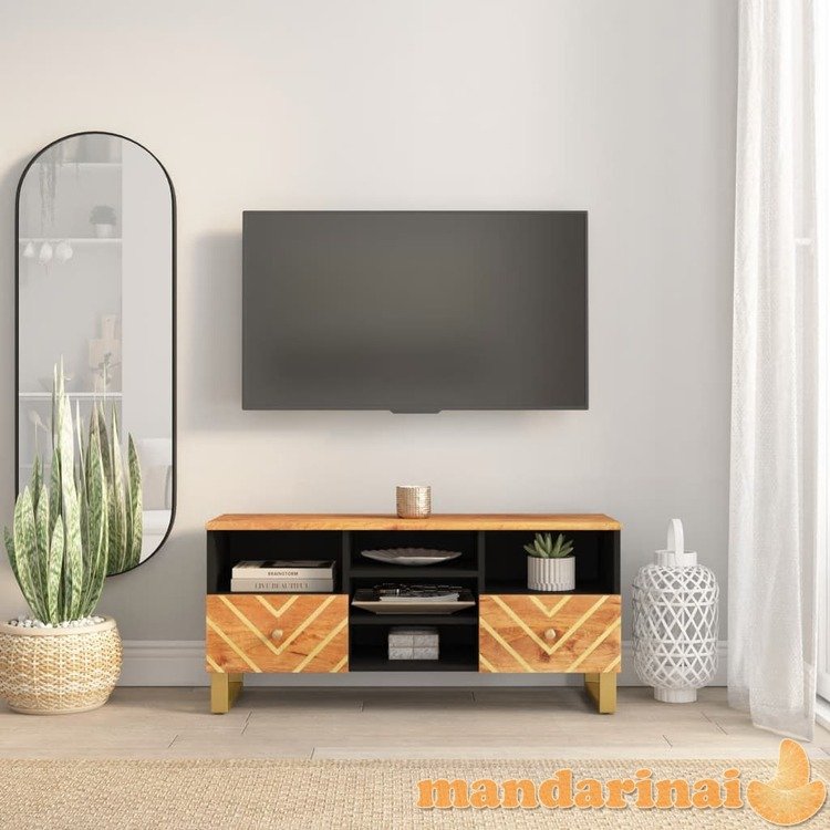 Tv spintelė, ruda ir juoda, 100x33,5x46cm, mango masyvas