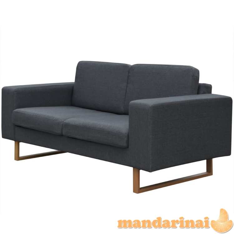 Dvivietė medžiaginė sofa, tamsiai pilkos spalvos