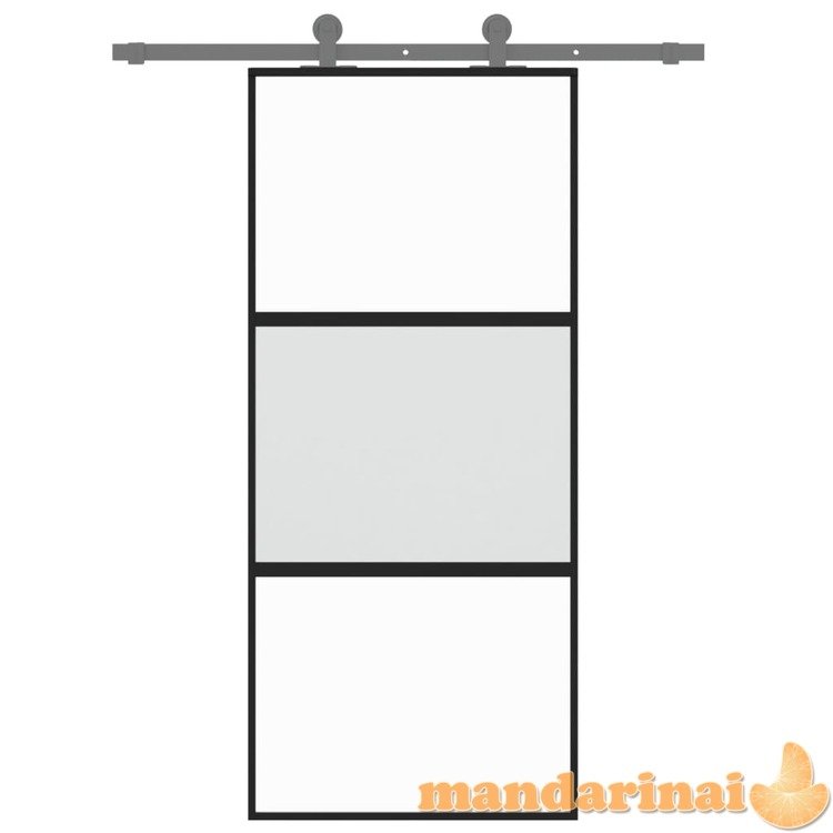 Stumdomos durys, juodos, 90x205cm, grūdintas stiklas/aliuminis