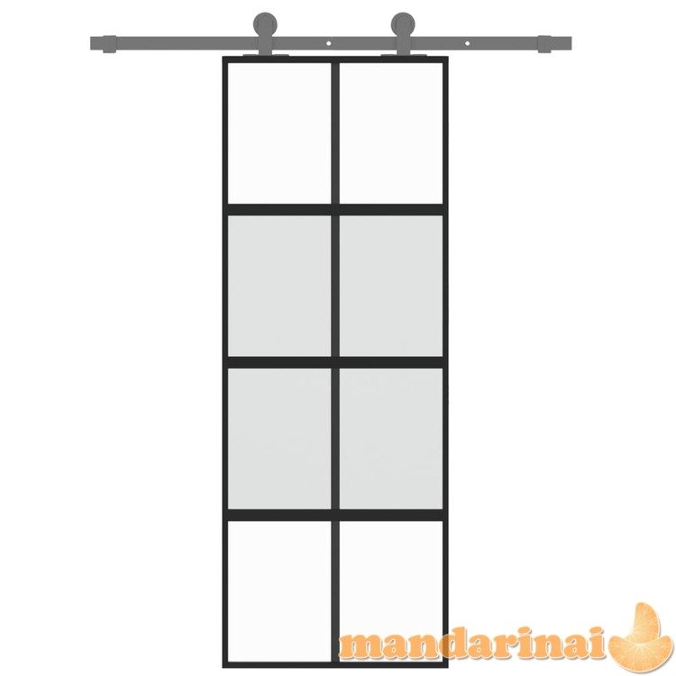 Stumdomos durys, juodos, 76x205cm, grūdintas stiklas/aliuminis