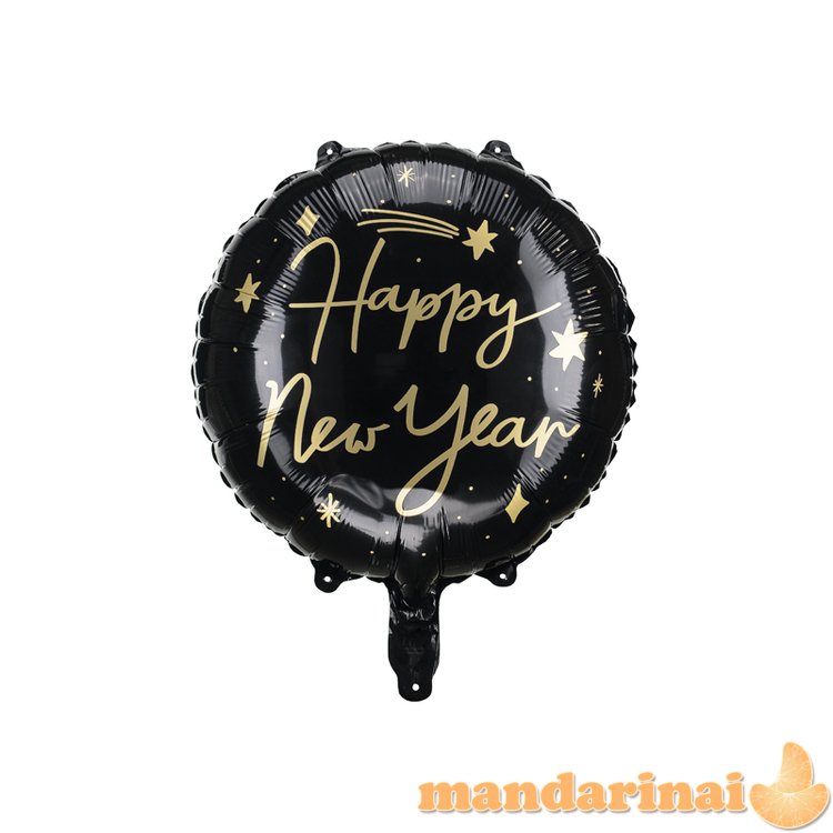 Foil balloon Happy New Year, 45 cm, black