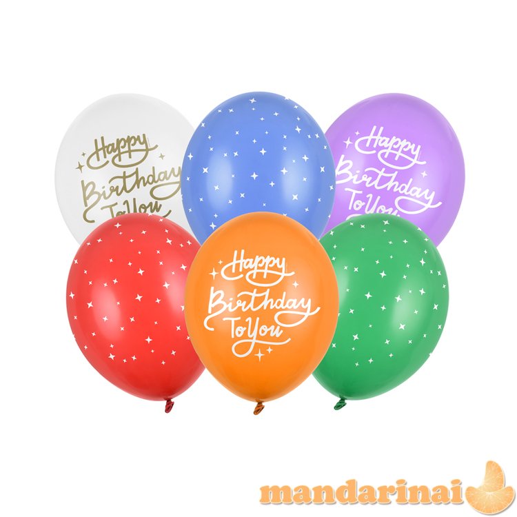 Balloons 30 cm, Happy Birthday To You, mix (1 pkt / 6 pc.)